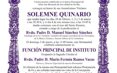 Solemne Quinario a Nuestros Amantísimos Titulares y Función Principal de Instituto