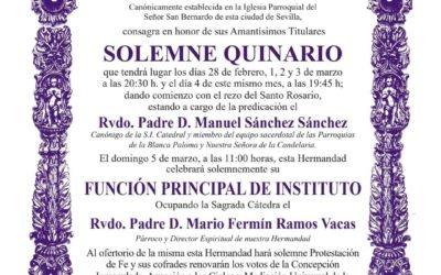 Solemne Quinario a Nuestros Amantísimos Titulares y Función Principal de Instituto