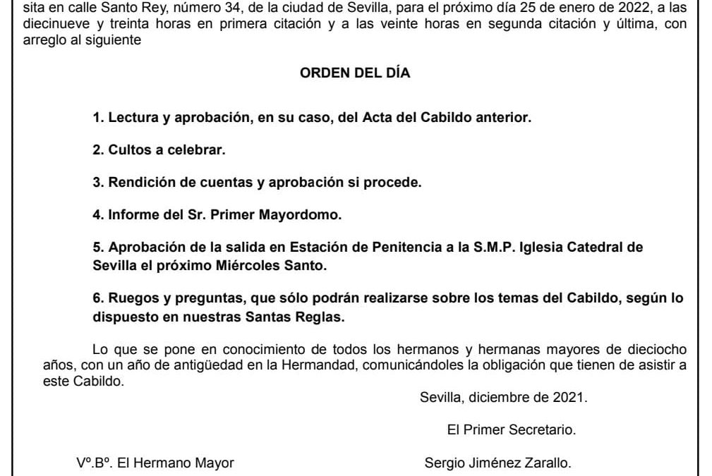 Cabildo General Ordinario de Cuentas y de Salida
