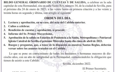 CABILDO GENERAL ORDINARIO DE CUENTAS Y SALIDA
