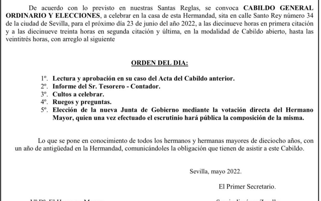 CABILDO GENERAL ORDINARIO Y ELECCIONES